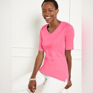 Talbots Pink Pima Cotton V-neck
